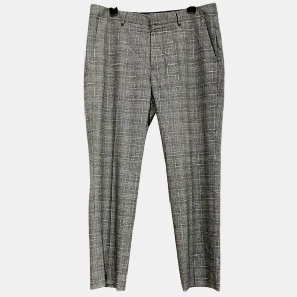 Bonobos Italian Stretch Wool Glen Plaid Dress Pants in Grey Men’s 33/30 - Picture 2 of 9
